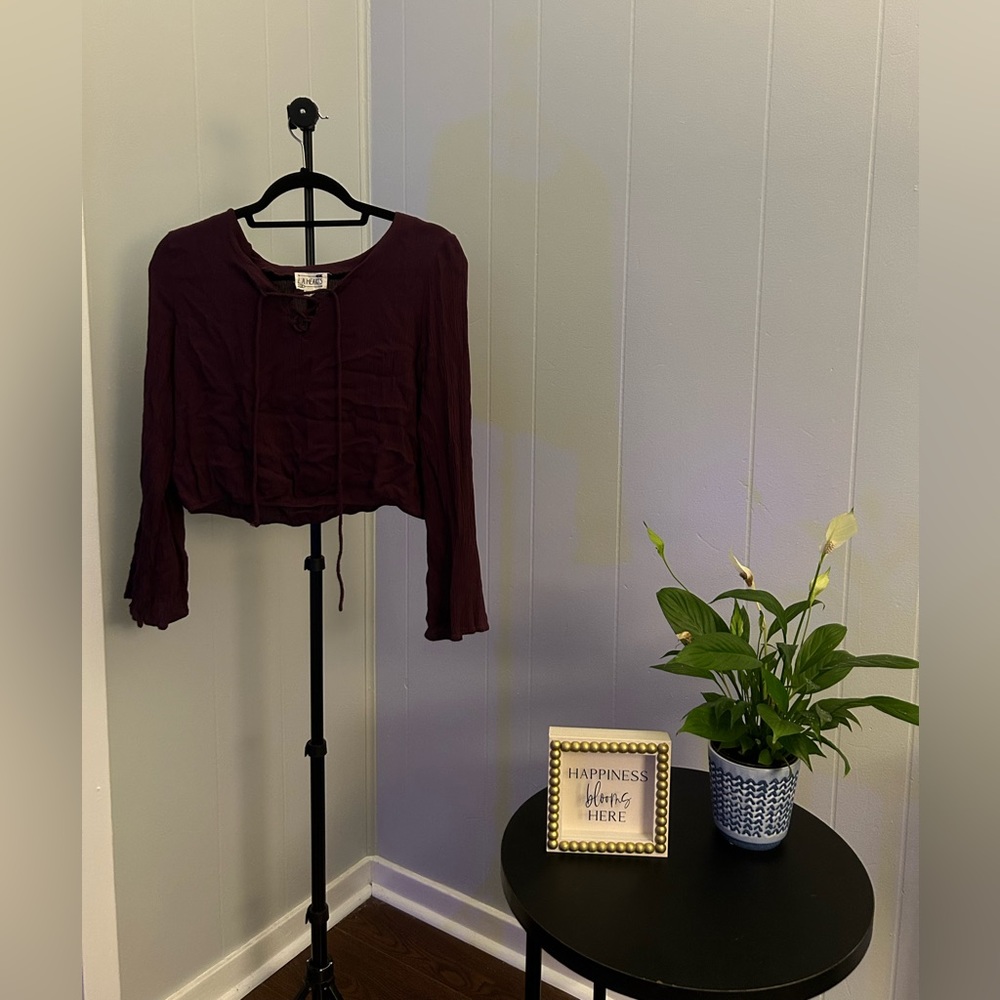 Dark purple crop blouse